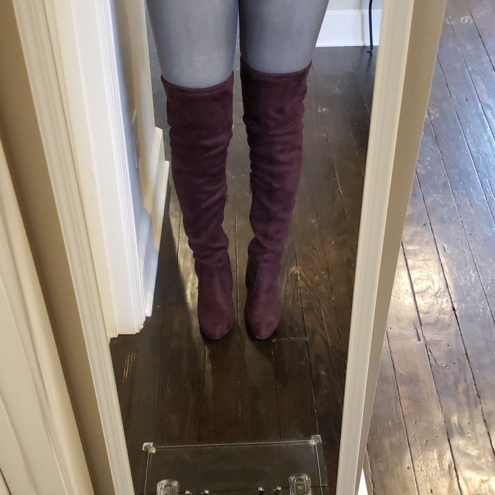 Plum over the knee heeled boots size 9